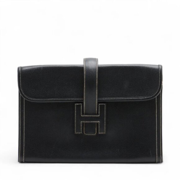 Hermès Jige PM Clutch Bag Black - Picture 1 of 8